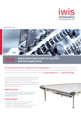 Radial power bend chains for synthetic belt bend applications