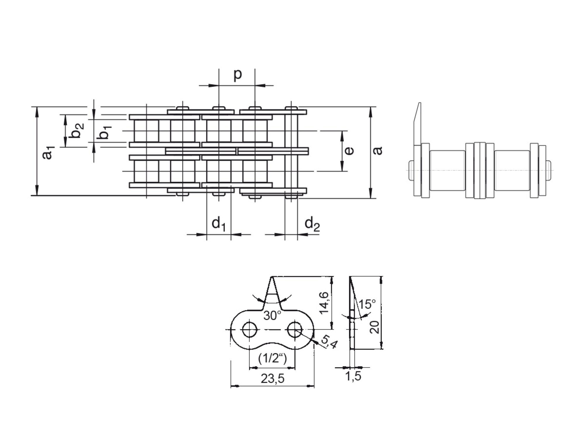 Conveyor chain 08B-2 Spike chain Design 112.0 - JWIS