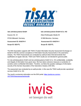 TISAX| Zertifikat| 2026