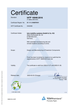 IATF 16949: 2016 Certificate